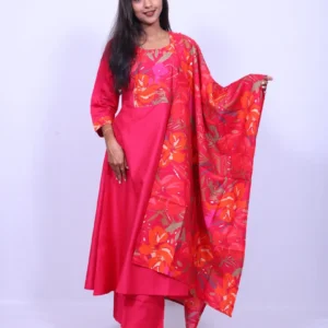 Festive Printed Cotton Palazzo Set with Delicate Embroidery