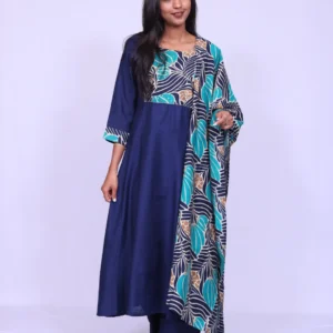 Festive Printed Cotton Palazzo Set with Delicate Embroidery