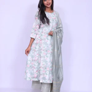 Graceful Liberty Muslin Printed Palazzo Set with Chanderi Dupatta